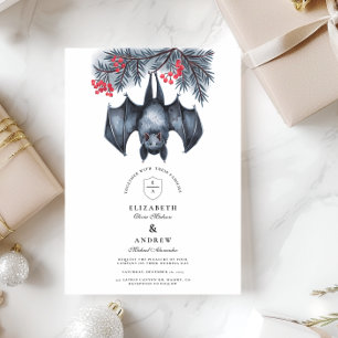 Hanging Fladdermus Gothic Winter Wedding Inbjudningar