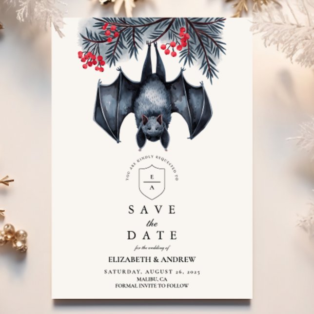 Hanging Fladdermus Gothic Winter Wedding Spara Datumet (Skapare uppladdad)