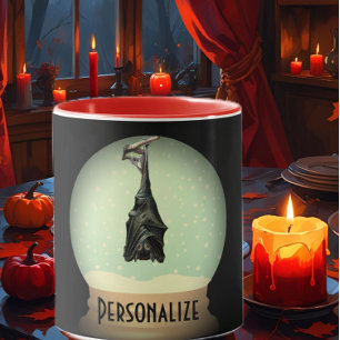 Hanging fladdermus snö globe black vintage gothic  mugg