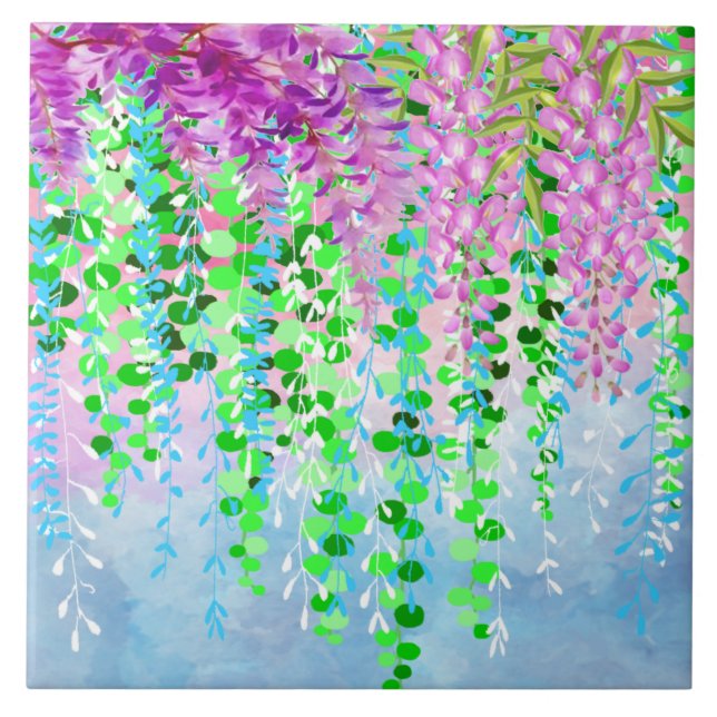 Hanging Flowers Ceramic Tile Kakelplatta (Framsidan)