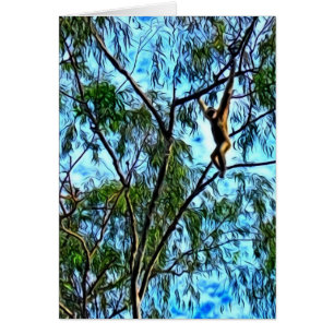 "Hanging Gibbon" Artwork Hälsningskort