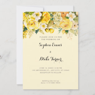 Hanging Gula blommor Gult Garden Wedding Inbjudningar