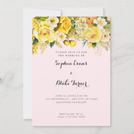 Hanging Gula blommor Rosa Garden Wedding Inbjudningar