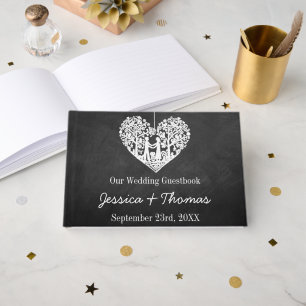 Hanging Heart Träd Chalkboard Bröllop Collection Gästböcker