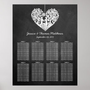 Hanging Heart Träd Chalkboard Bröllop Collection Poster