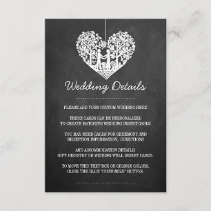 Hanging Heart Träd Chalkboard Bröllop Collection Tilläggskort