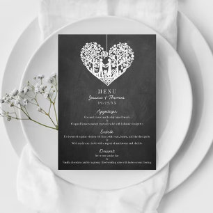 Hanging Heart Träd Chalkboard Bröllop Menu Meny