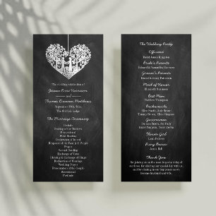 Hanging Heart Träd Chalkboard Bröllopsprogram Reklamkort