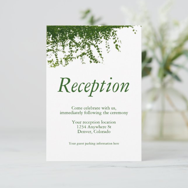 Hanging Ivy Greenery Wedding Reception Tilläggskort (Stående Fram)