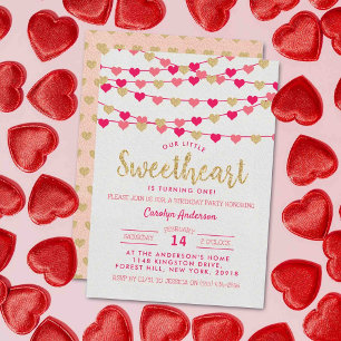 Hanging Kärlek Hearts Little Baby Birthday Inbjudningar