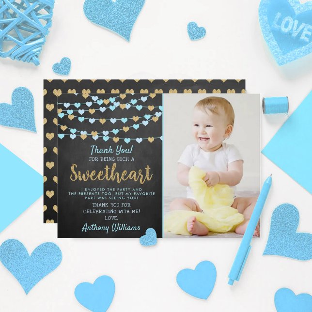 Hanging Kärlek Hearts Little Baby Birthday Tack Kort (Skapare uppladdad)