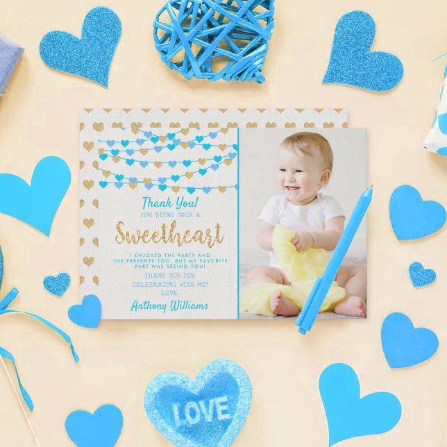 Hanging Kärlek Hearts Little Baby Birthday Tack Kort (Skapare uppladdad)