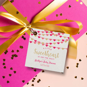 Hanging Kärlek Hearts Little Baby Shower Gåvor Etiketter