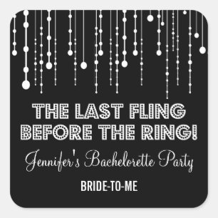Hanging Ljus Bachelorette Party Square Fyrkantigt Klistermärke