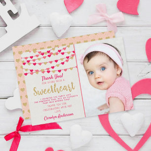 Hanging Love Hearts Little Sweetheart Birthday Tack Kort