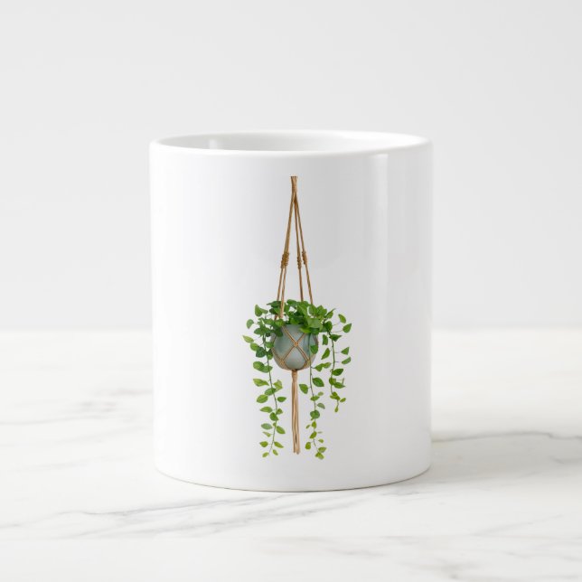 Hanging Macrame Plant Holder Boho Mug Jumbo Mugg (Framsidan)