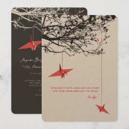 Hanging Red Papper Cranes Kärlek Citote Asian Bröl Inbjudningar