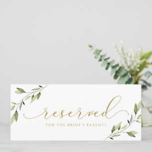 Hanging Reserved Greenery Guld Bröllop Sign Inbjudningar