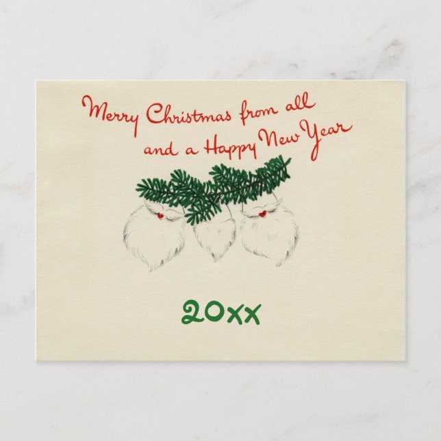 Hanging Santa Beards Anpassningsbar År vykort (Framsida)