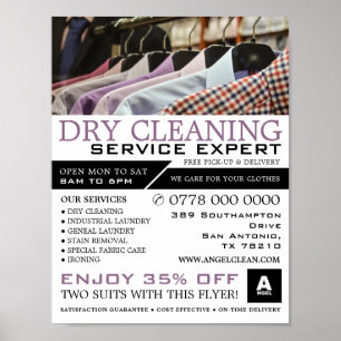 Hanging Shirts, Dry Cleaners, Städning Service Poster