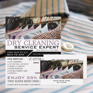 Hanging Shirts, Dry Cleaners, Städning Service Visitkort
