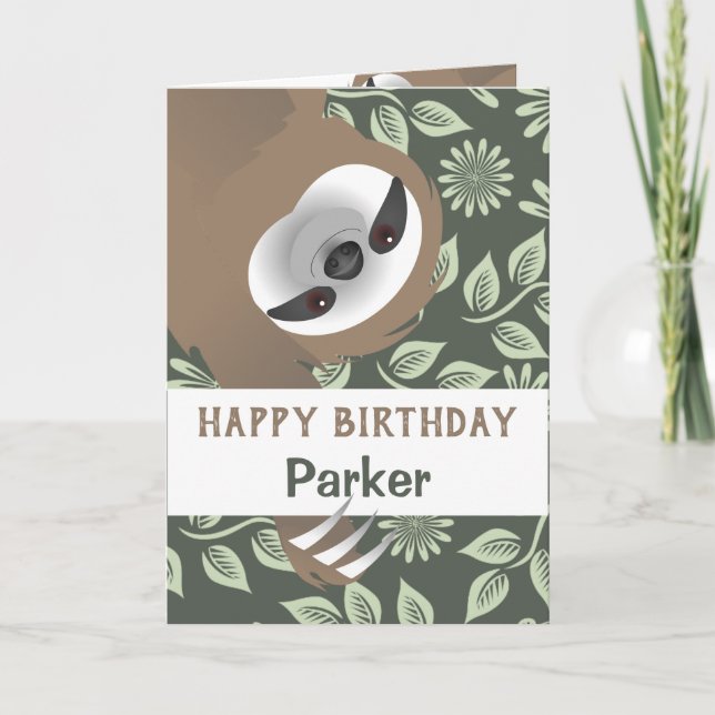 Hanging Sloth Grattis på födelsedagen Card Kort (Framsida)