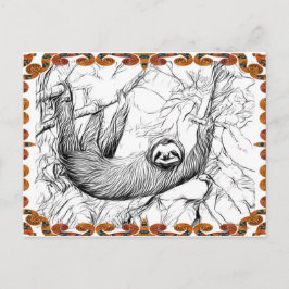 HANGING SLOTH | Paintable Postcards Vykort