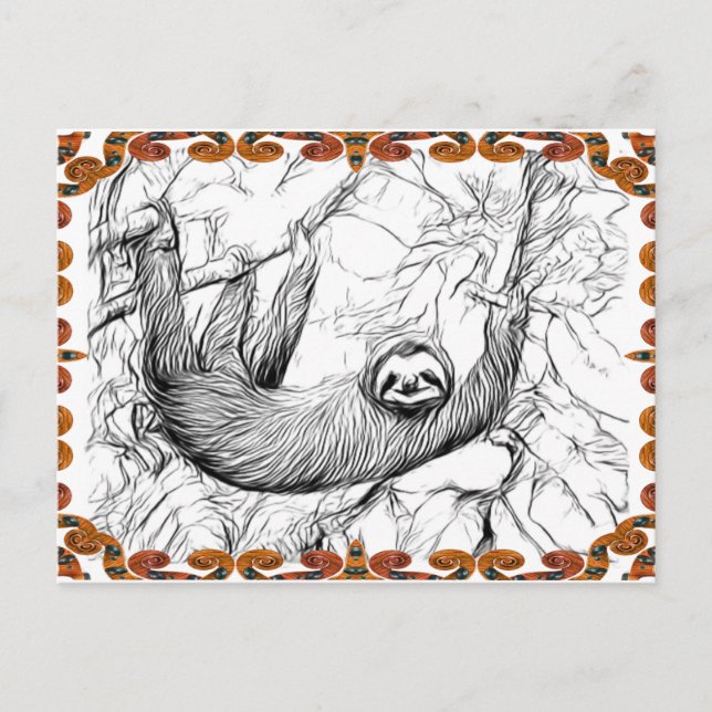HANGING SLOTH | Paintable Postcards Vykort (Framsida)