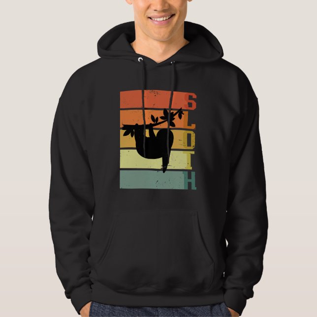 Hanging Sloth Retro Sloth Hoodie (Framsida)