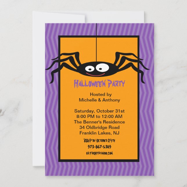Hanging Spider Halloween-inbjudan Inbjudningar (Framsida)