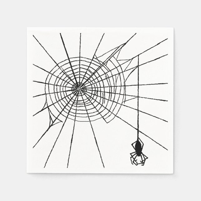 Hanging Spider i en webben Gothic Halloween Pappersservett (Framsidan)