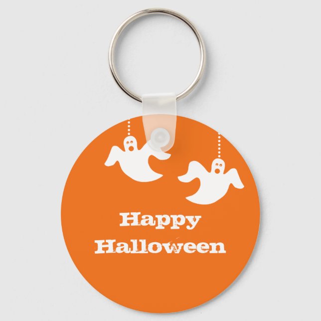 Hanging Spöken Halloween Keychain, Orange Nyckelring (Framsida)
