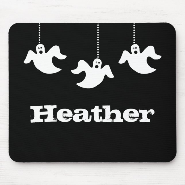 Hanging Spöken Halloween Mousepad, Black Musmatta (Framsidan)