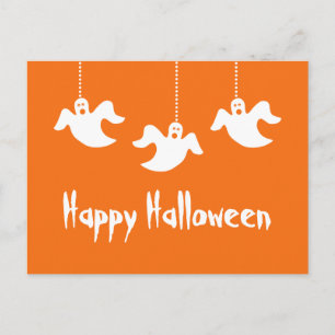 Hanging Spöken Halloween-vykort, Orange Vykort