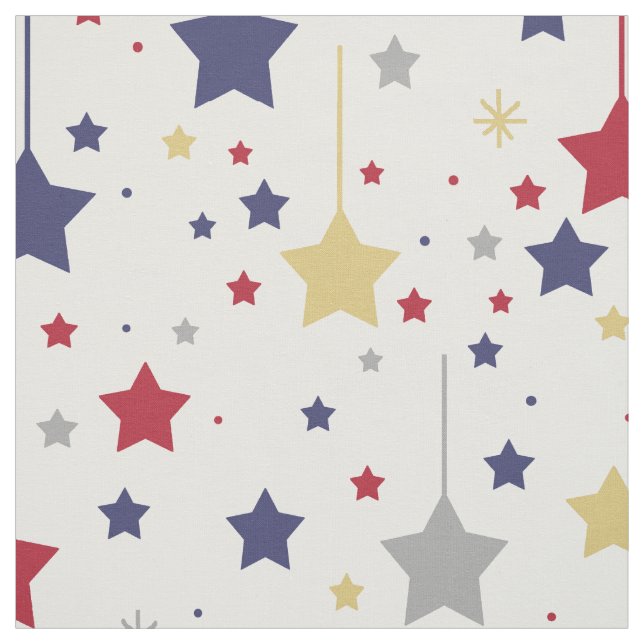 Hanging Stars Red Blue Silver Guld Tyg (Provkarta)