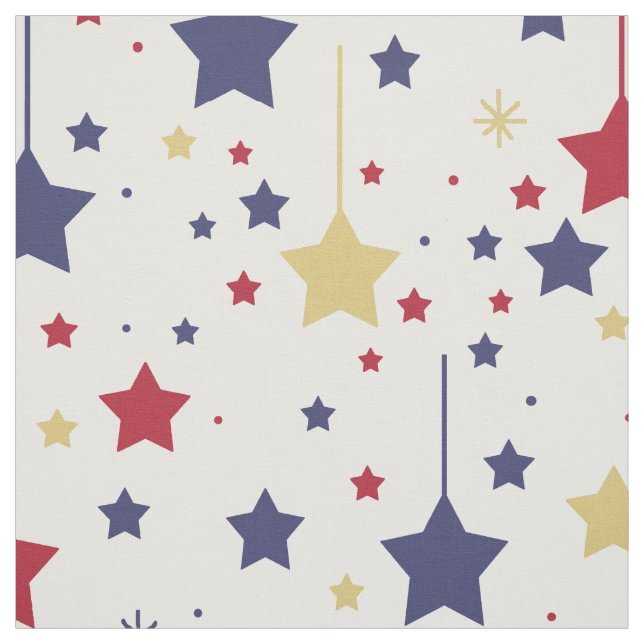 Hanging Stars Red Blue Silver Guld Tyg (Provkarta)
