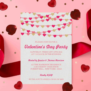 Hanging String Kärlek Hearts Valentine Day Party Inbjudningar