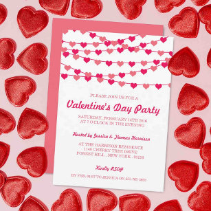 Hanging String Kärlek Hearts Valentine Day Party Inbjudningar