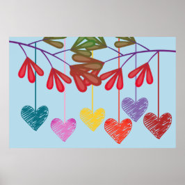 Hanging Träd Hearts Poster