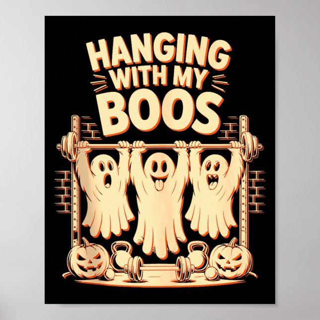 Hanging With My Boos Funny Halloween Ghost Workout Poster (Framsidan)