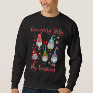 Hanging with my Gnomies Funny Gnome Play Christma Lång Ärmad Tröja