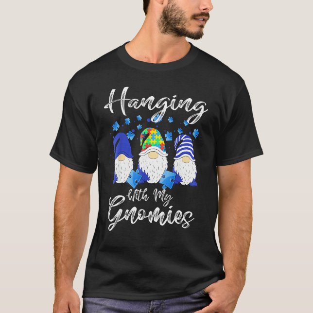 Hanging With My Gnomies Puzzle Autism Awareness Ou T Shirt (Framsida)