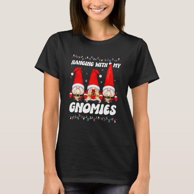 Hanging With My Gnomies Red Plaid Pattern Gnome Fr T Shirt (Framsida)
