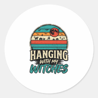 Hanging With My Witches Vintage Halloween Shirt De Runt Klistermärke