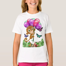 Hangin'Out Cute Monkey, Butterflies & Balloys T Shirt