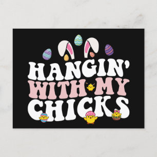 Hangin's with My Chicks Påskhare Groovy Retro Vykort