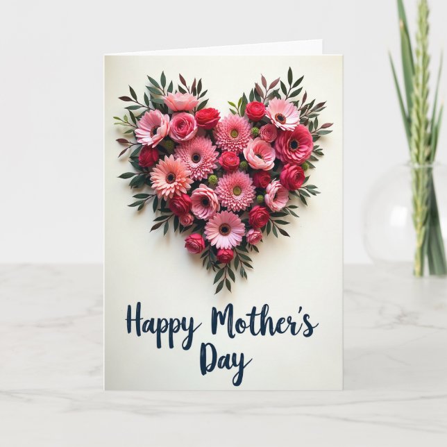 Hängiven blommig hjärtkort kort (Framsida)