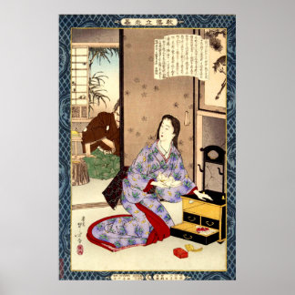 Hängivna hustrun Chiyo Mizuno Toshikata 1902 Poster