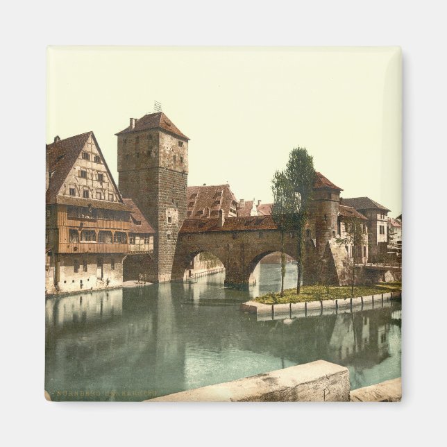 Hangman Bridge, Nürnberg, Bayern, Tyskland Magnet (Framsidan)