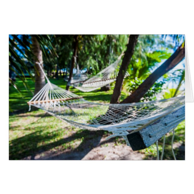 Hängmatta på stranden, Fiji Hälsningskort (Framsidan Horizontal)